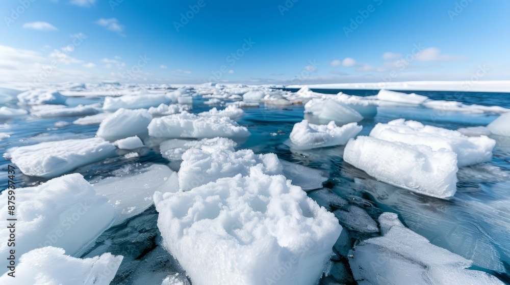 Ice Floes in Blue Water. Ice Floes in Blue Water.