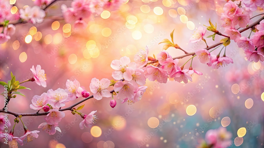 Soft spring glow with pink blossoms and bokeh lights creating a dreamy and romantic atmosphere, soft, spring, glow, pink Soft spring glow with pink blossoms and bokeh lights creating a dreamy and romantic atmosphere, soft, spring, glow, pink