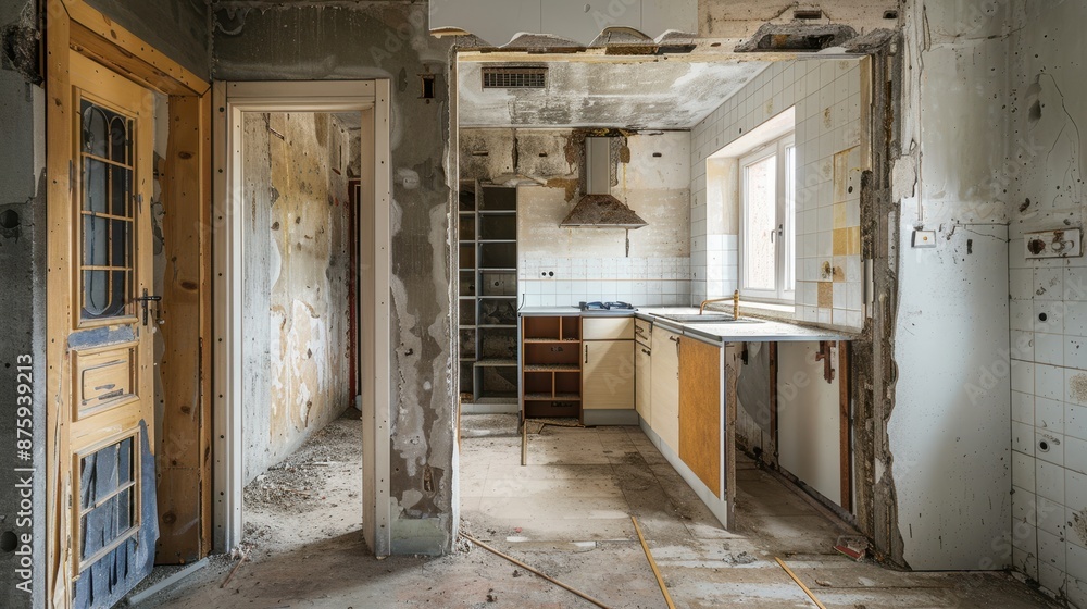 construction of interior kitchen renovation