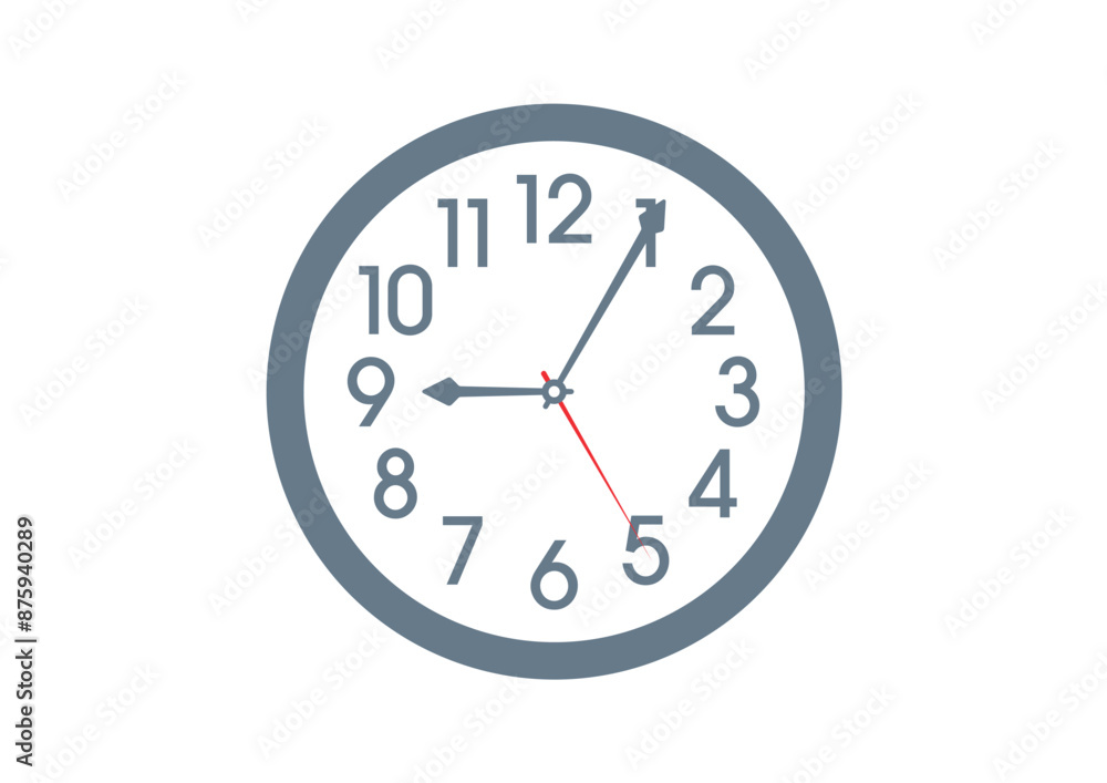 Stylish, elegant wall clock. gray analog clock concept. vector round wall clock Stylish, elegant wall clock. gray analog clock concept. vector round wall clock
