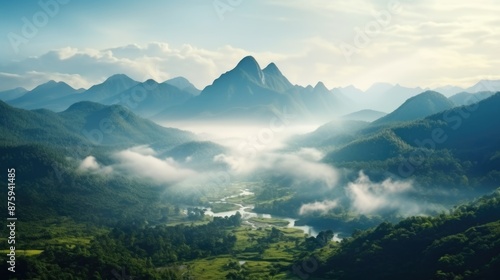 Mountains under mist in the morning Amazing nature scenery form Kerala God's own Country Tourism and travel concept image