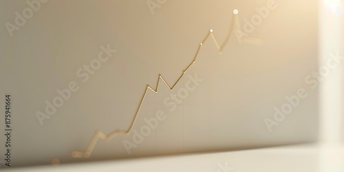 Single line graph climbing on a light, muted backdrop, indicating market growth. photo