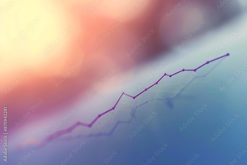 Single line graph climbing on a clean, soft background, showing growth. Single line graph climbing on a clean, soft background, showing growth.