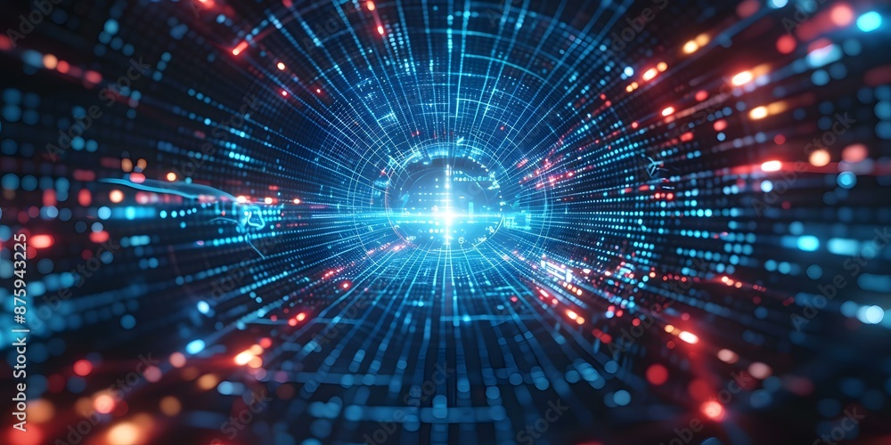 Blue and orange technology tunnel Blue and orange technology tunnel