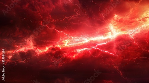 Electric Sky: Dramatic Red Discharge in Stormy Weather © Wp Background
