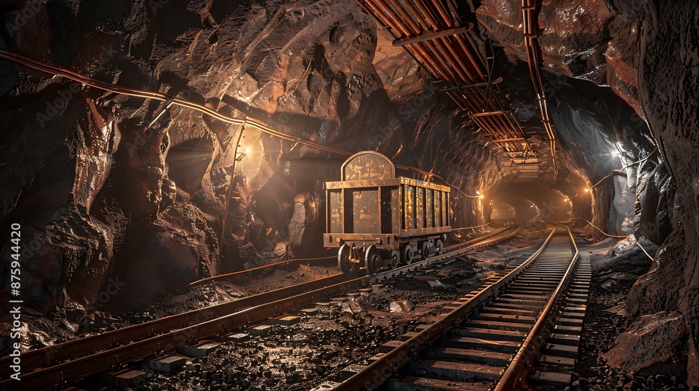Naklejka premium The industry of underground mining loading gold silver very detailed and realistic shape