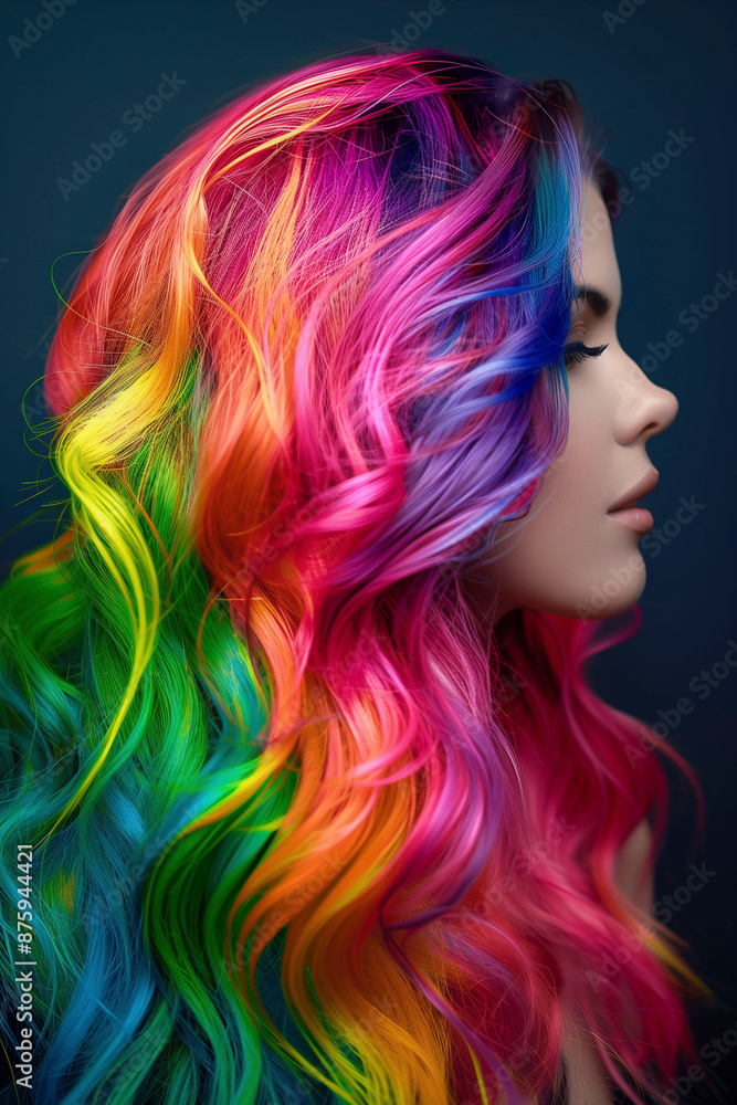 Woman With Rainbow Hair in a Studio Setting Woman With Rainbow Hair in a Studio Setting