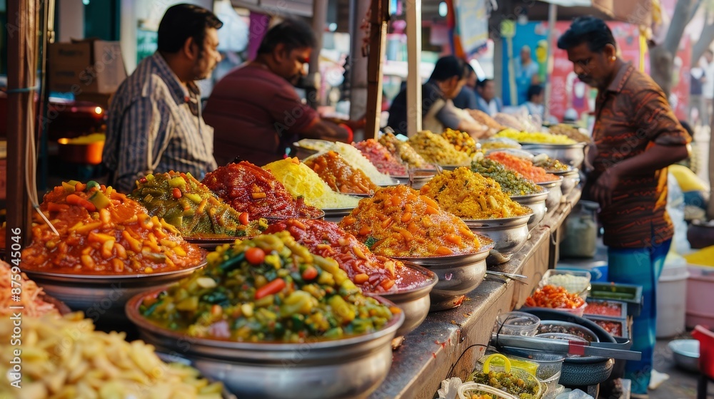 A man is standing in front of a table full of food generated by AI A man is standing in front of a table full of food generated by AI