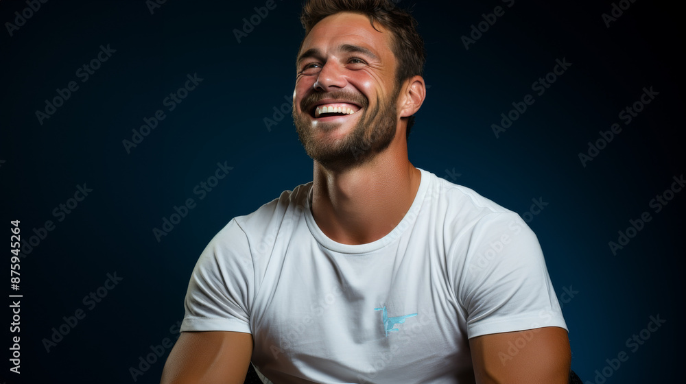 Happy Man Seated in Photography Studio Happy Man Seated in Photography Studio