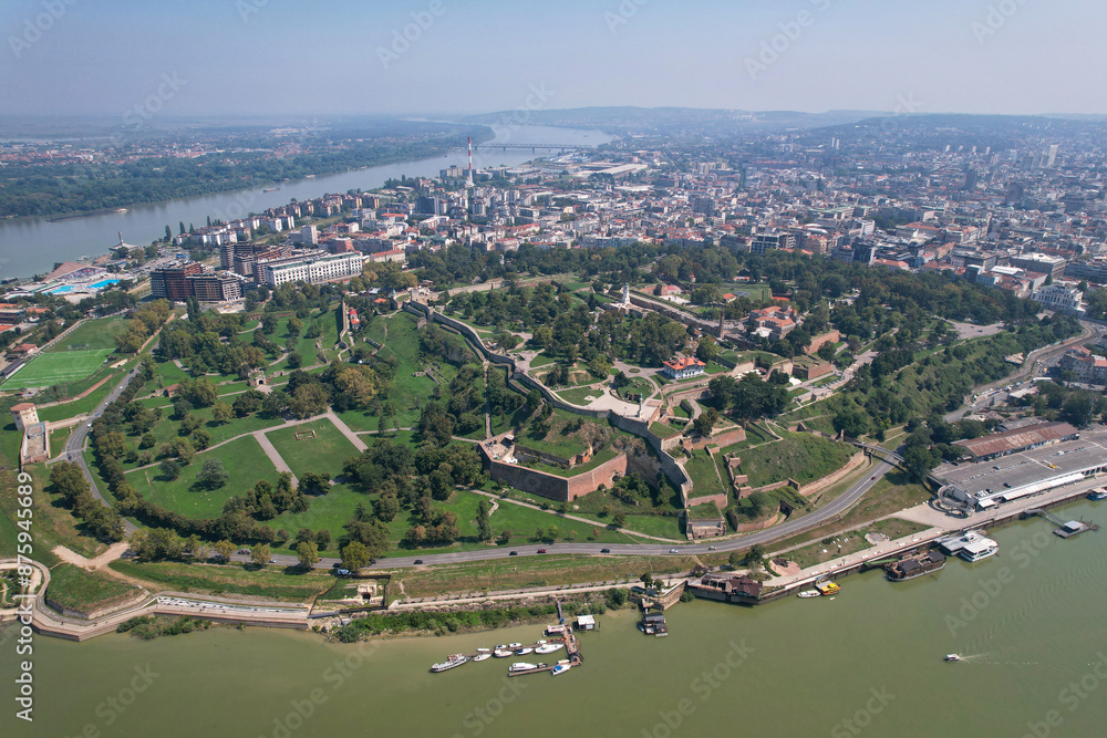 Aerial view of Kelemegdan Park and the fortress on sunny summer day. Belgrade, Serbia. Aerial view of Kelemegdan Park and the fortress on sunny summer day. Belgrade, Serbia.