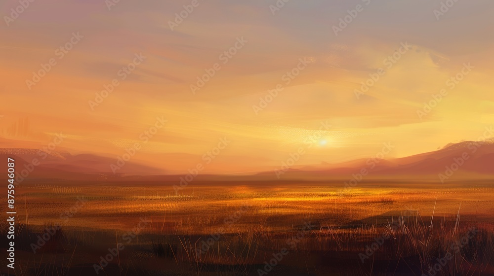 Obraz premium Tranquil Sunset Landscape with No Human Presence