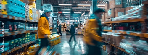 A blurry image of a store with people shopping generated by AI