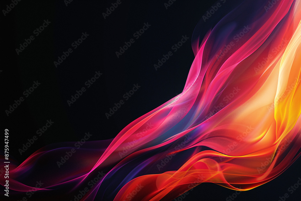 Obraz premium Abstract image of colorful light streaks in shades of red, pink, and yellow against a dark background