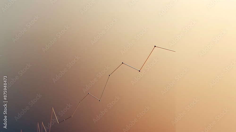 Single line graph rising against a minimalist, neutral backdrop, showing market growth. Single line graph rising against a minimalist, neutral backdrop, showing market growth.