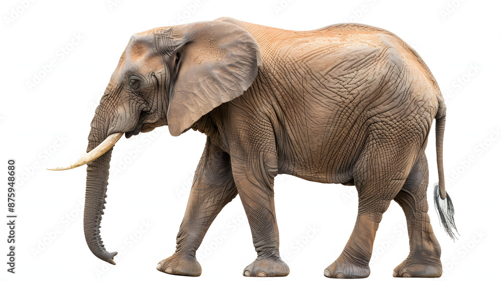 Fototapeta premium Happy elephant isolated on the white background