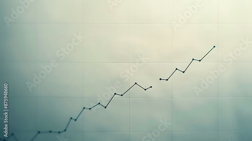 Single line graph rising against a minimalist, neutral backdrop, showing market growth.