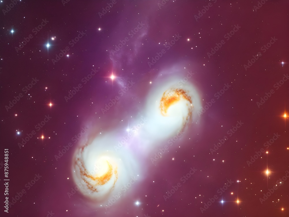Naklejka premium Ethereal Grainy Gradient Galaxies Collision Galaxy Backgrounds for Cosmic Designs