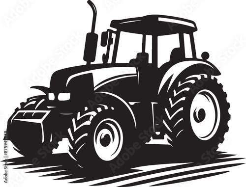 tractor, vector black color silhouette