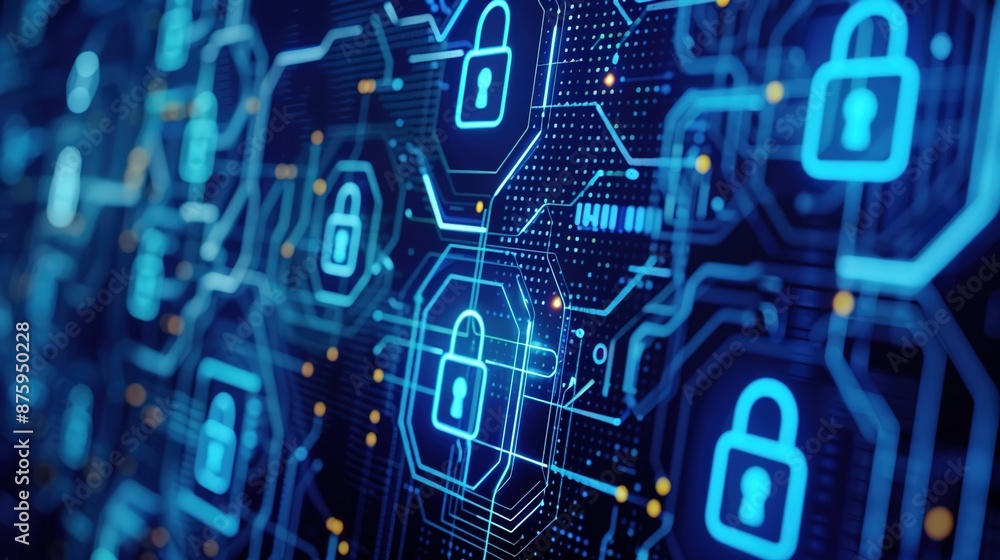 Secure Cryptocurrency Transactions with Blockchain Technology - Cybersecurity Concept with Padlock Symbols on Dark Tech Background Secure Cryptocurrency Transactions with Blockchain Technology - Cybersecurity Concept with Padlock Symbols on Dark Tech Background