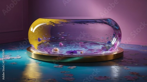 a photorealistic image of a d scene with a yellow cyl background