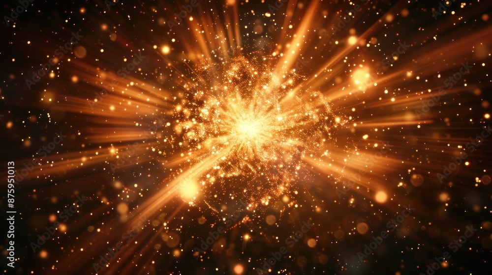 Naklejka premium Golden Explosion of Light and Glitter