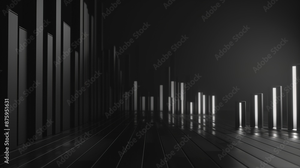 Naklejka premium Dynamic Business Charts on Black Background with Copy Space