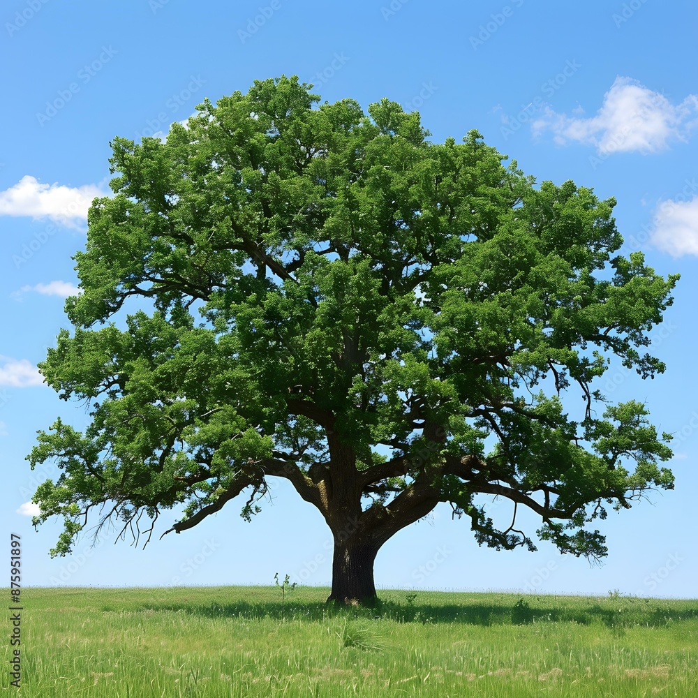Fototapeta premium Large Oak Tree in a Green Field