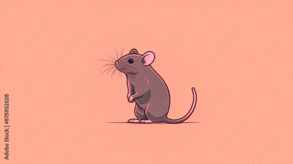 A cartoon mouse is standing on a yellow background. A cartoon mouse is standing on a yellow background.