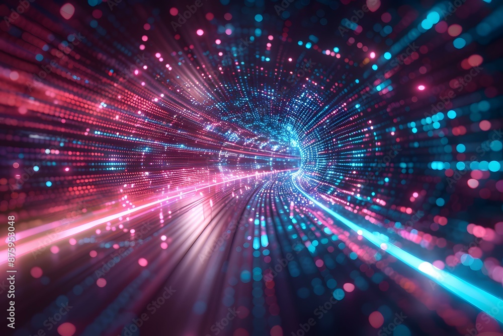 Abstract glowing tunnel of pink and blue particles animation Abstract glowing tunnel of pink and blue particles animation