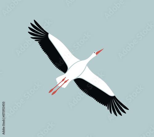 Stork logo. Isolated stork on white background