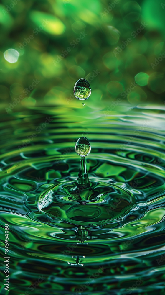 drop of water falls into a calm body of water, created with generative AI technology drop of water falls into a calm body of water, created with generative AI technology