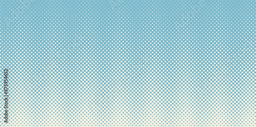 Monochrome dot pattern. Duotone fade gradient. Blue and yellow wave gradation frame. Anime curve backdrop. Halftone pop art background. Banner with half tone effect. Cartoon print. Vector illustration