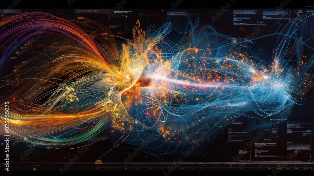 Abstract Digital Art with Intertwined Lines and Lights Abstract Digital Art with Intertwined Lines and Lights