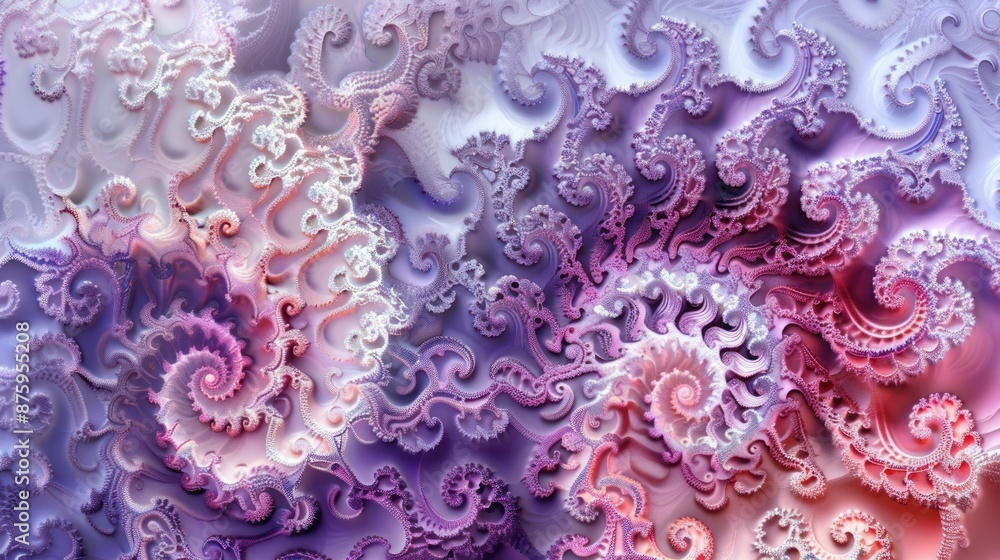 Abstract Fractal Pattern with Swirls and Spirals in Pink and Purple Hues Abstract Fractal Pattern with Swirls and Spirals in Pink and Purple Hues