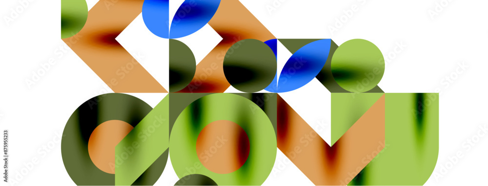 Metal color circles with shadows and other geometric elements composition for wallpaper, banner, background or landing Metal color circles with shadows and other geometric elements composition for wallpaper, banner, background or landing