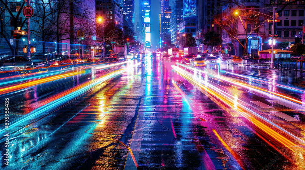 Fototapeta premium Neon City Lights at Night