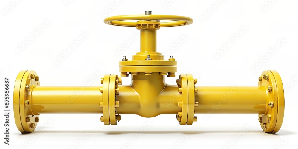 Yellow oil pipe with valve isolated on background, oil, pipeline, valve, industry, fuel, gas, energy, industrial Yellow oil pipe with valve isolated on background, oil, pipeline, valve, industry, fuel, gas, energy, industrial