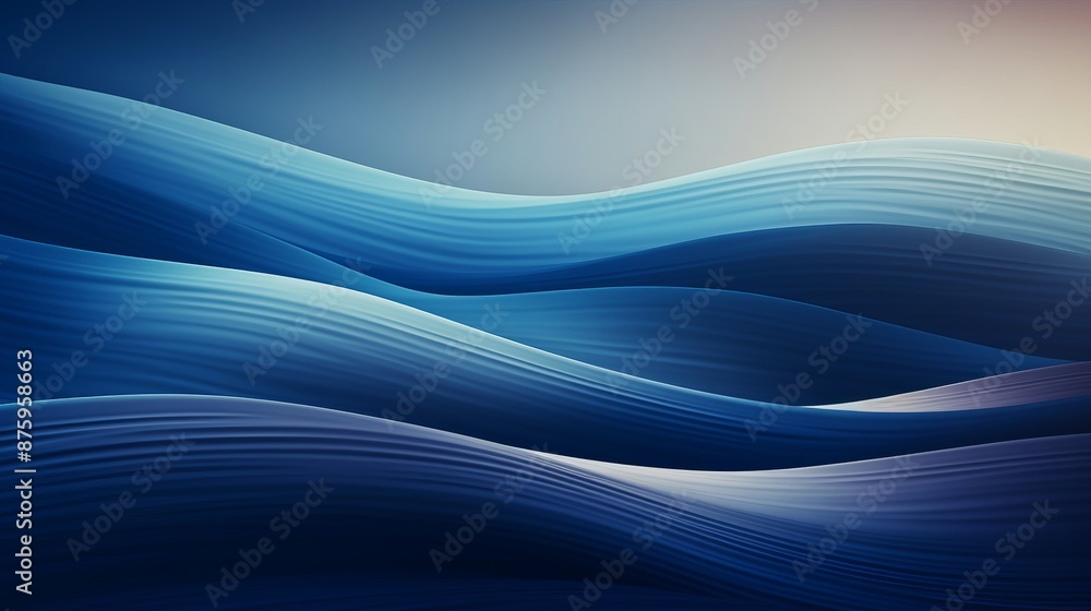 A blue wave with a light blue background. The wave is very long and has a lot of detail A blue wave with a light blue background. The wave is very long and has a lot of detail
