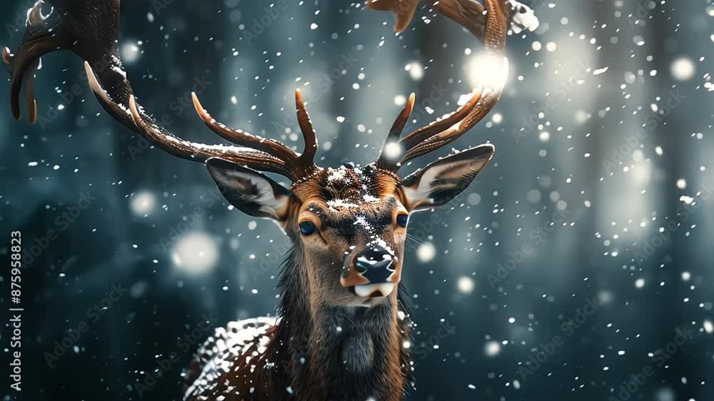 a graceful deer in a snowy forest a graceful deer in a snowy forest