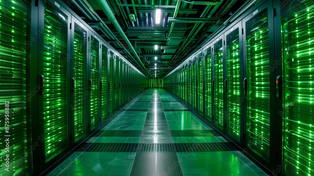 Fototapeta premium Eco-friendly data centers with sustainable computing practices in the technology industry