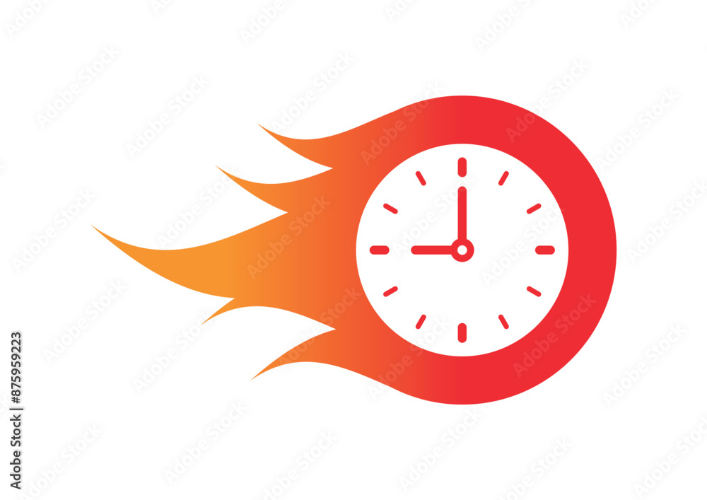 flaming clock. analog clock and flame concept. flame and wall clock flaming clock. analog clock and flame concept. flame and wall clock