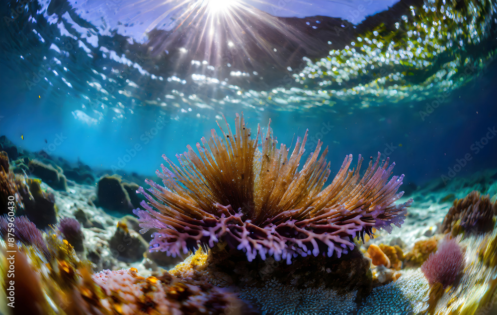Wide angle Sea life macro. Generative AI. Wide angle Sea life macro. Generative AI.