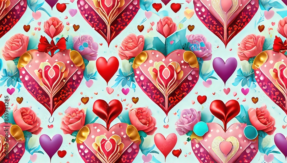 Fototapeta premium seamless pattern with hearts