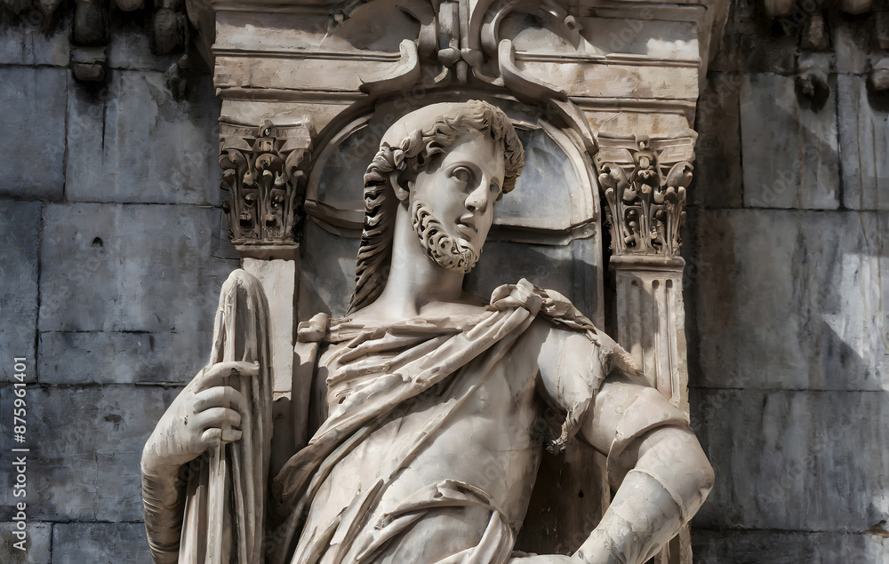 Obraz premium Worn Renaissance Sculpture. Generative AI.