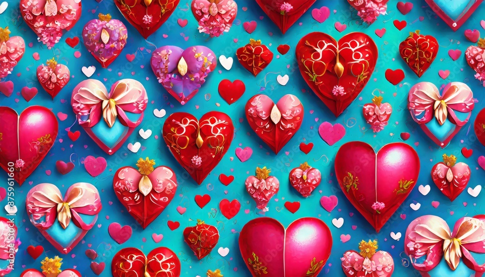 Fototapeta premium seamless pattern with hearts