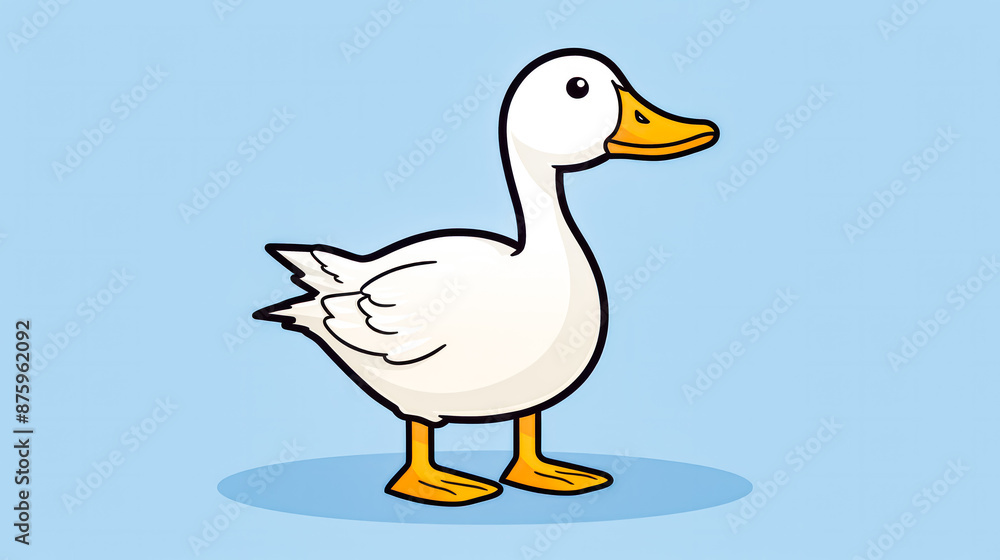 Obraz premium A cartoon duck is standing on a blue background.