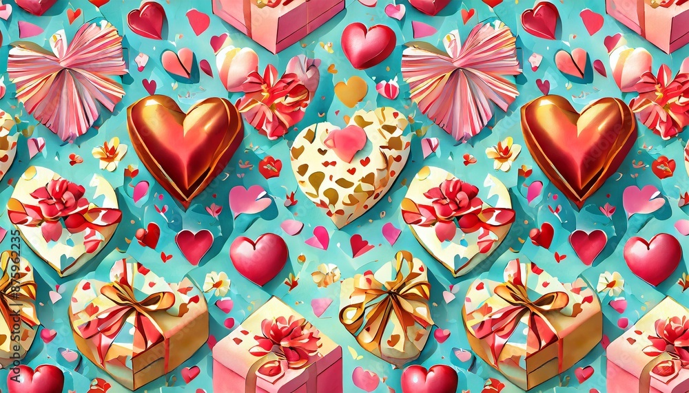 Fototapeta premium seamless pattern with hearts