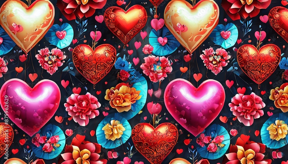 Fototapeta premium seamless pattern with hearts