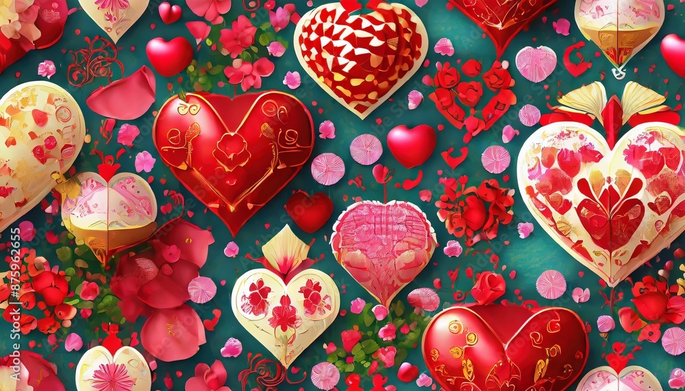 Fototapeta premium seamless pattern with hearts