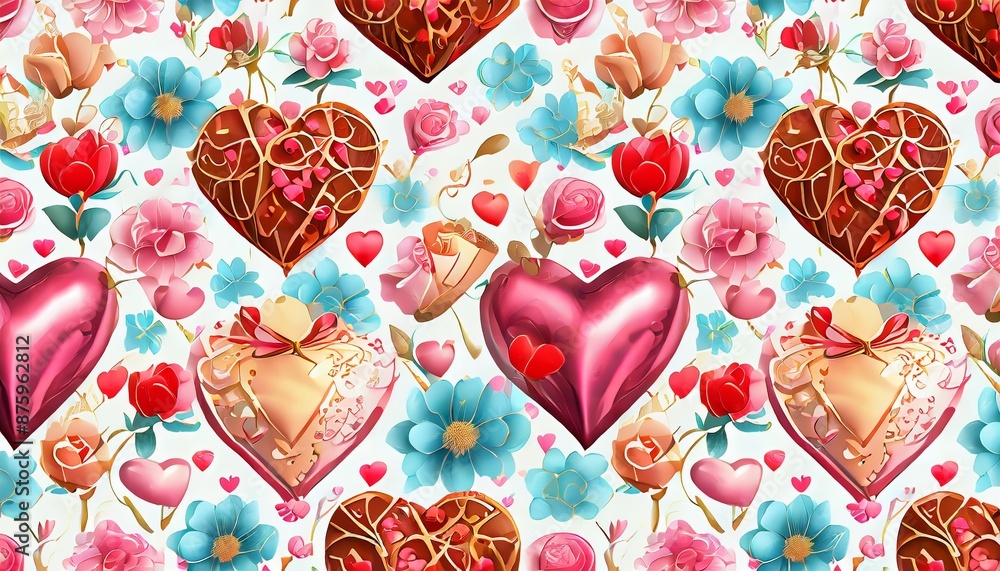 Fototapeta premium seamless pattern with hearts